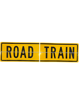 REFLECTIVE ROAD TRAIN 2 PIECE HINGED METAL SIGN 1020 X 300