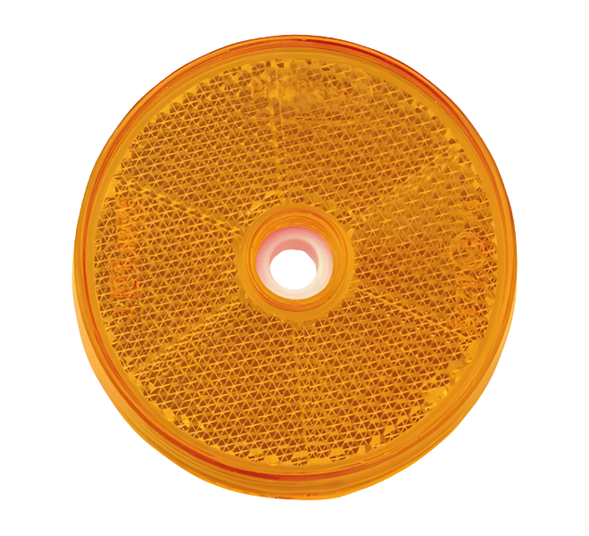AMBER RETRO REFLECTOR 60 mm WITH CENTRAL FIXING HOLE (PAIR) - 84011BL