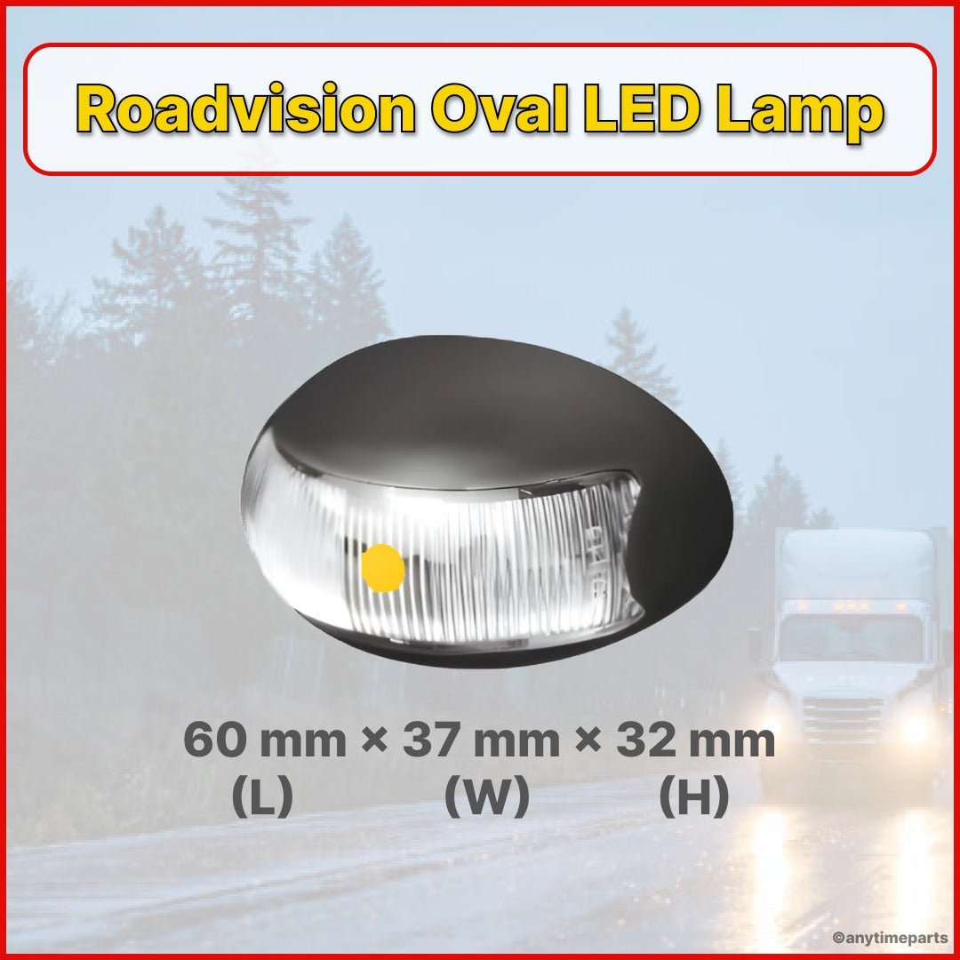 Roadvision 10-30V LED Oval Marker Lamp 60 X 37 - Amber 2.5m -BR3A