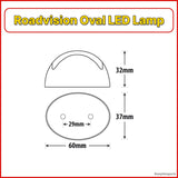 Roadvision 10-30V LED Oval Marker Lamp 60 X 37 - Amber 2.5m -BR3A