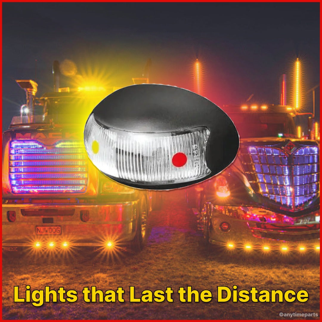 Roadvision 10-30V LED Oval Marker Lamp 60 X 37 - Amber & Red 2.5m - BR3ARL