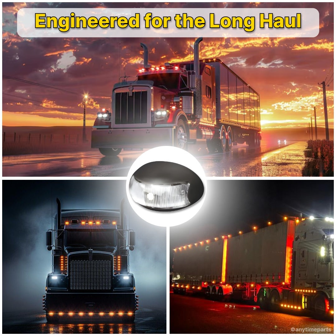 Roadvision 10-30V LED Oval Marker Lamp 60 X 37 - White 2.5m -BR3WH