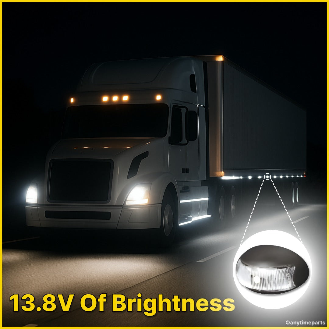 Roadvision 10-30V LED Oval Marker Lamp 60 X 37 - White 2.5m -BR3WH