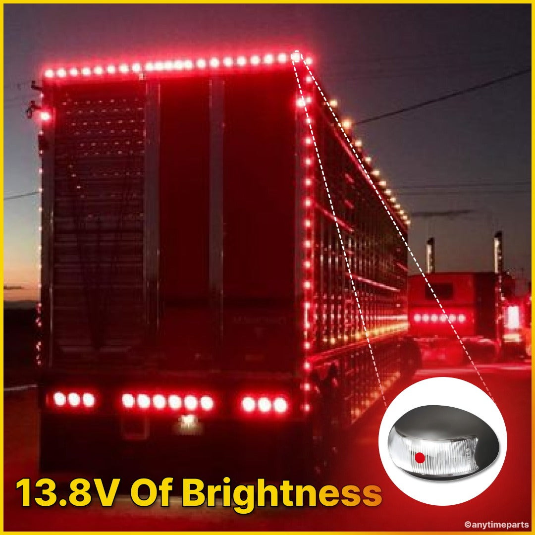 Roadvision 10-30V LED Oval Marker Lamp 60 X 37 - Red 2.5m - BR3RL