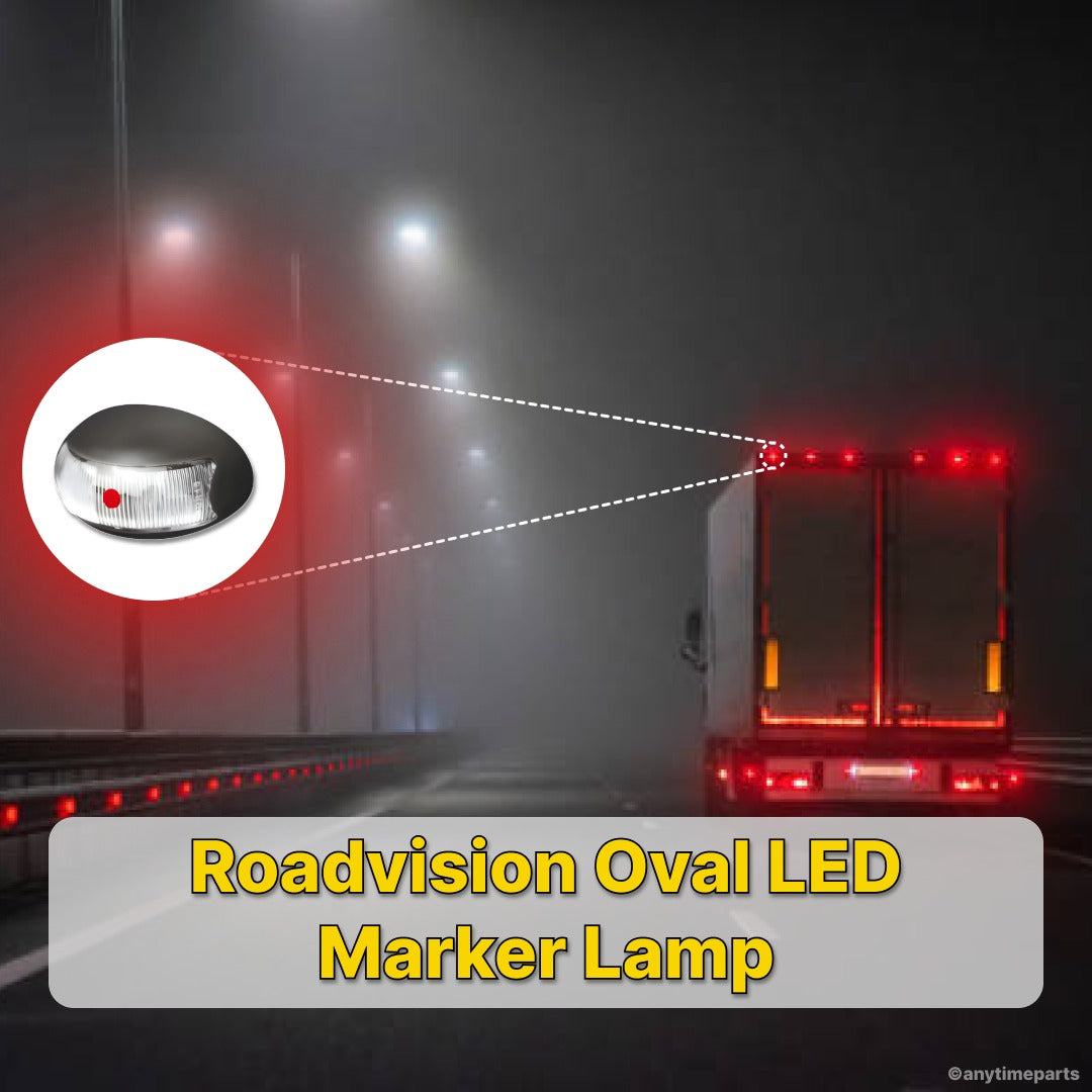Roadvision 10-30V LED Oval Marker Lamp 60 X 37 - Red 2.5m - BR3RL