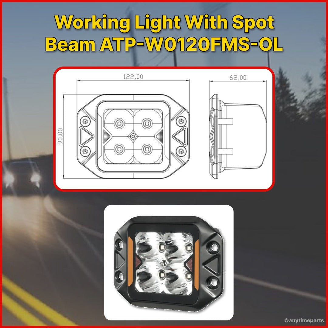 Working Light 3" With Spot Beam - ATP-W0120FMS-OL