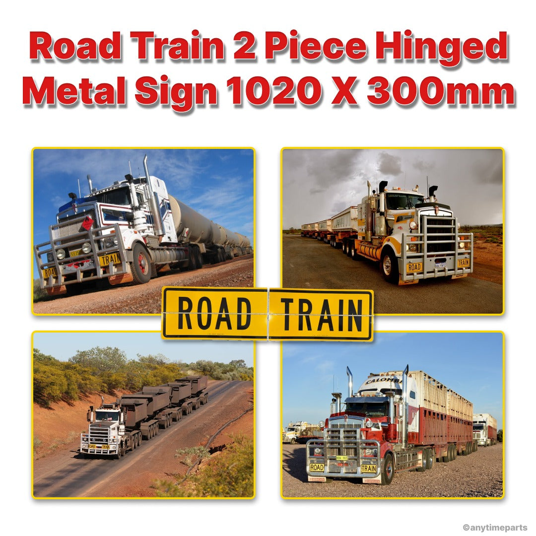 REFLECTIVE ROAD TRAIN 2 PIECE HINGED METAL SIGN 1020 X 300