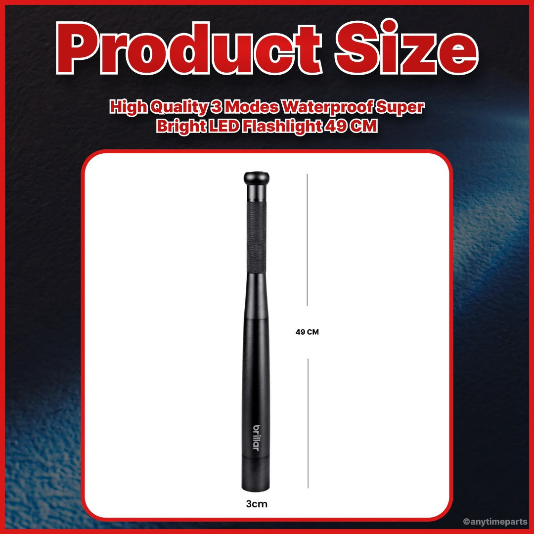 ATP High Quality Waterproof Explosion-Proof LED Flashlight Stick – 3 Modes, Super Bright, High Power Torch - 49 CM